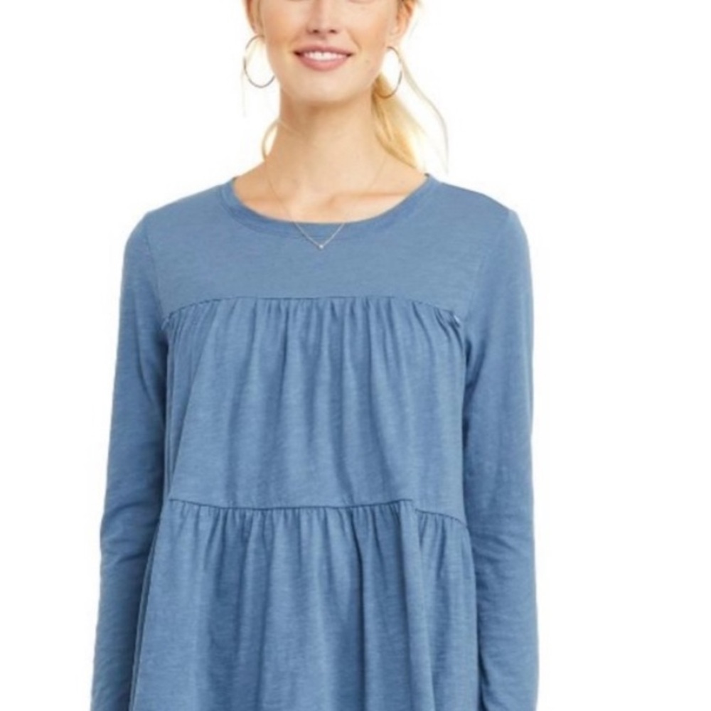 Blue Long Sleeve Women's Nursing Top